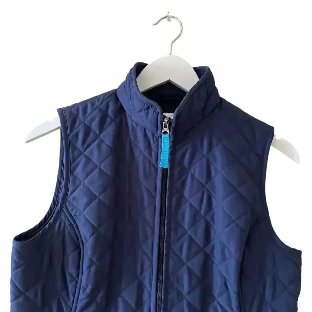 Van Heusen Navy Quilted Cozy Sleeveless Vest Full Zip Polyester SZ SP